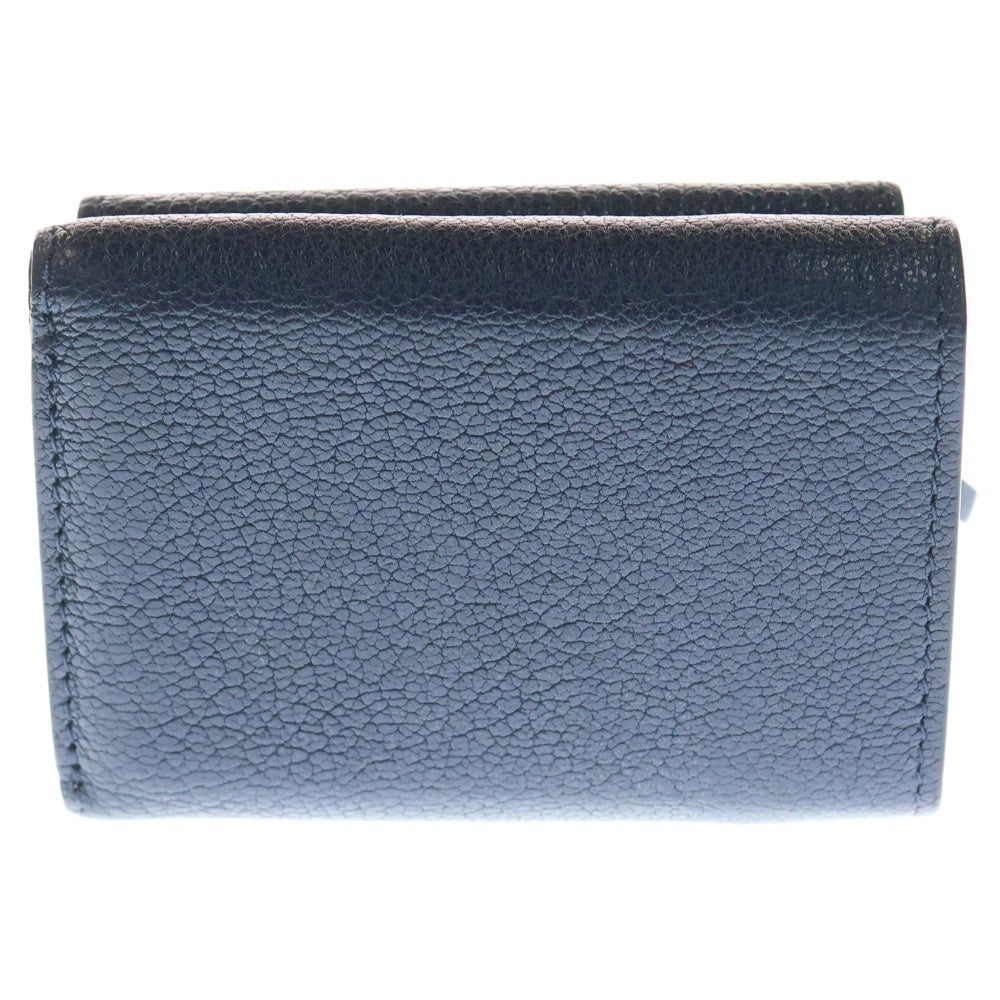 BALENCIAGA(バレンシアガ) 三つ折り財布 エッジシティ ミニウォレット コンパクトウォレット 三つ折り財布 ネイビー レザー 470059 ゴールド金具