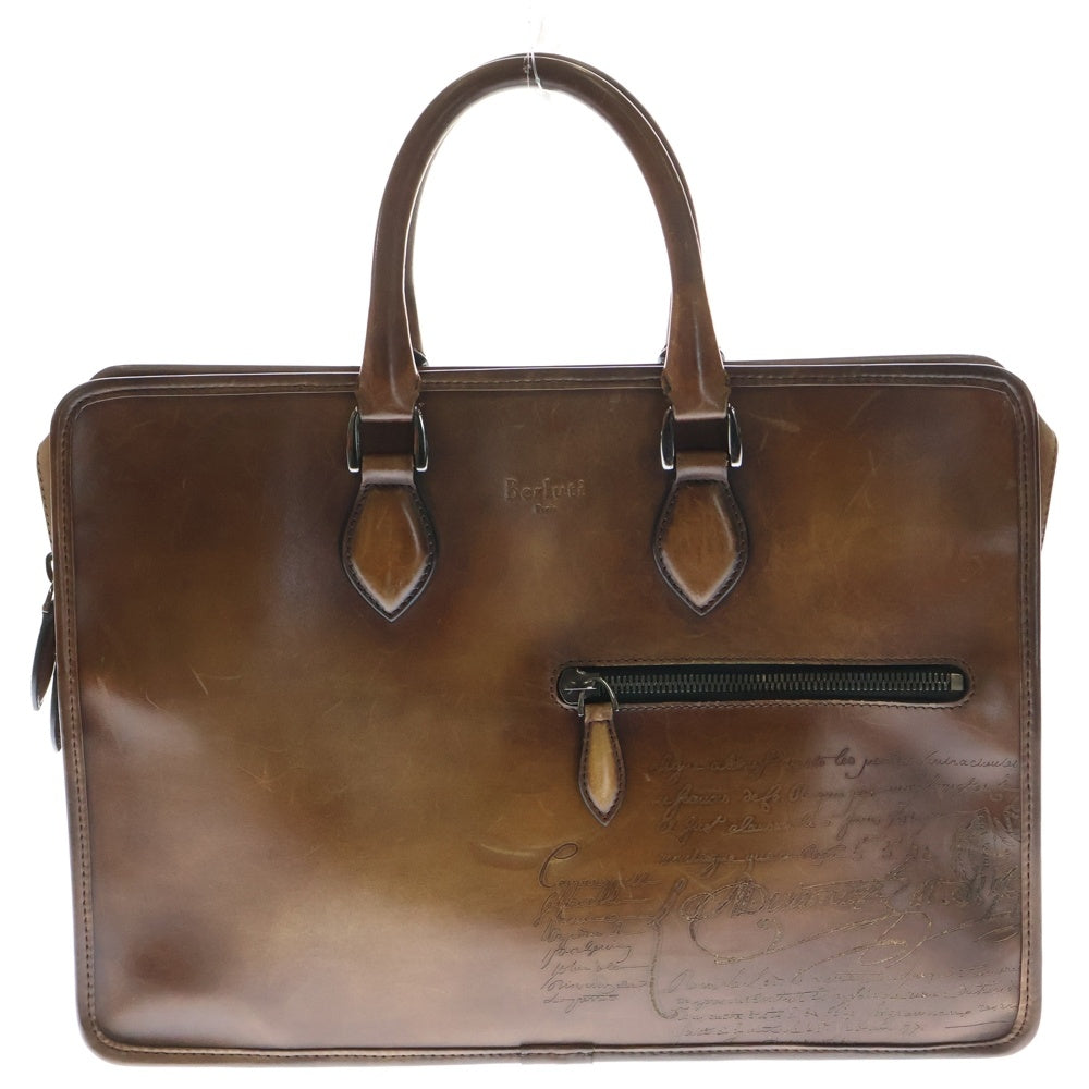 Berluti(ベルルッティ) アンジュール カリグラフィ ブリーフケース ビジネスバッグ ブラウン レザー レディース