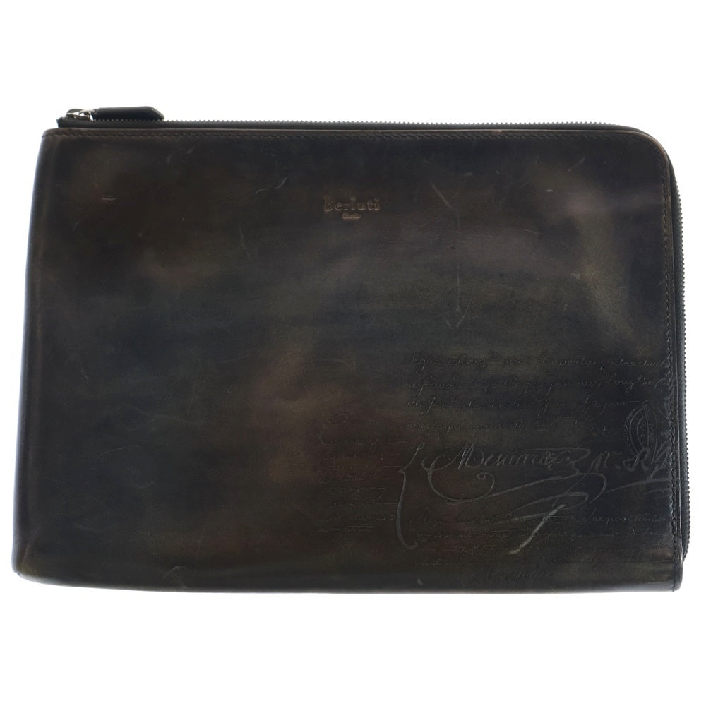 Berluti(ベルルッティ) ニノ カリグラフィ レザークラッチバッグ ブラック