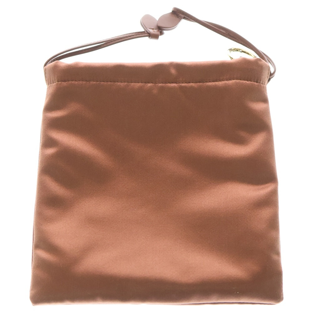 miumiu(ミュウミュウ) 巾着 ドローストリングバッグ ミニバッグ ポーチ ケース ピンク サテン×レザー 5NG010 ゴールド金具 レディース