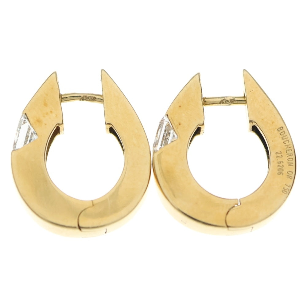 BOUCHERON(ブシュロン) プリンセスカットダイヤ フープピアス 750YG イエローゴールド レディース