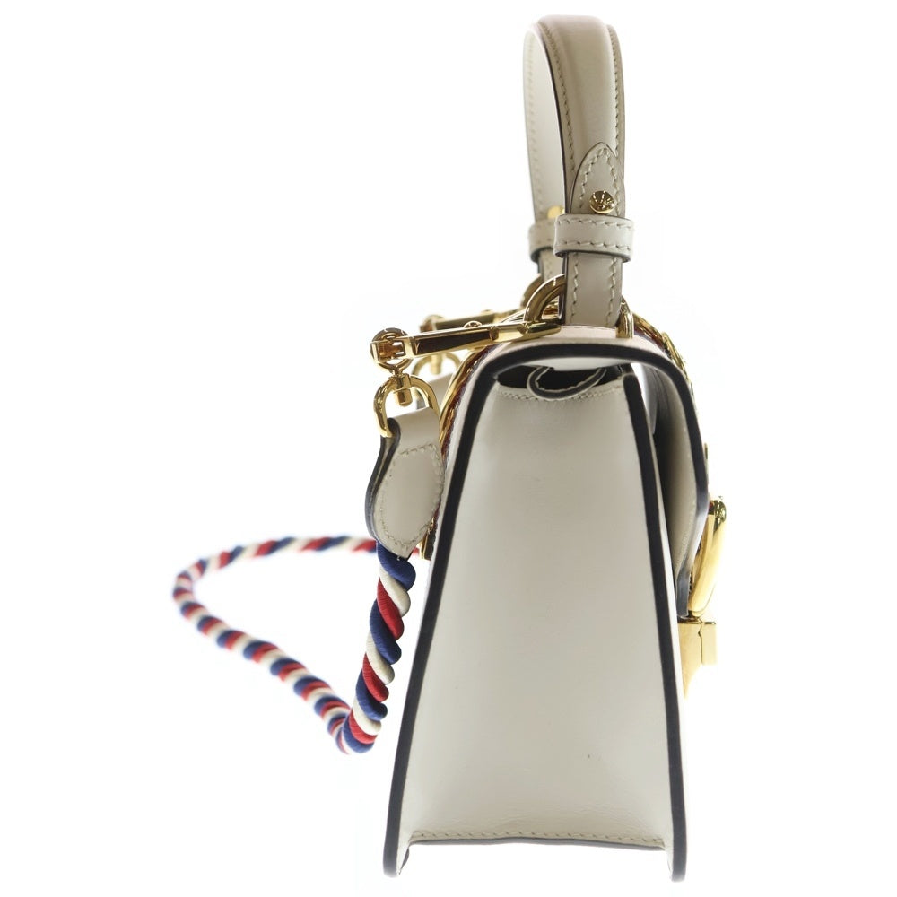 GUCCI(グッチ) シルヴィ 2WAYバッグ ハンドバッグ ショルダーバッグ ホワイト×レッド×ネイビー レザー 470270 ゴールド金具 レディース