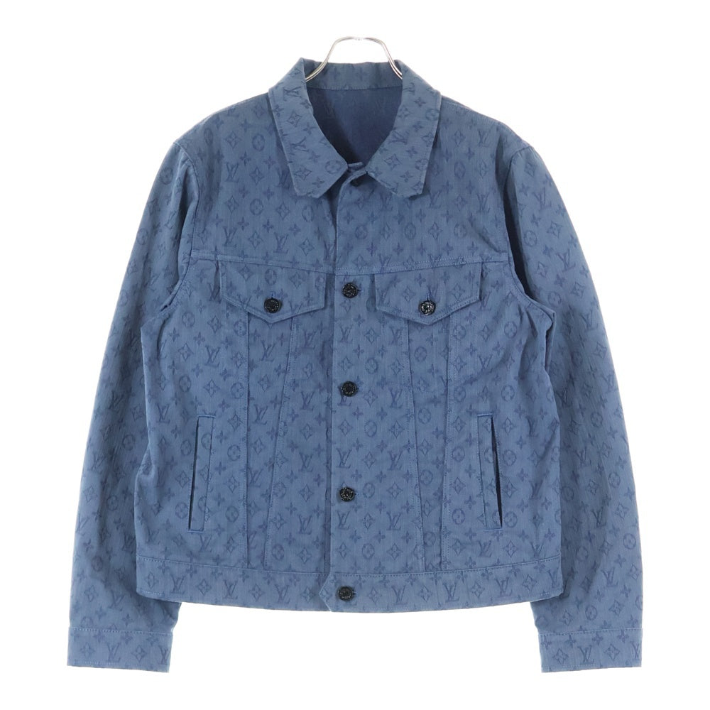 LOUIS VUITTON(ルイヴィトン) 19AW モノグラム総柄ジャガード デニム トラッカージャケット ネイビー RM192M QJQ HHA20W
