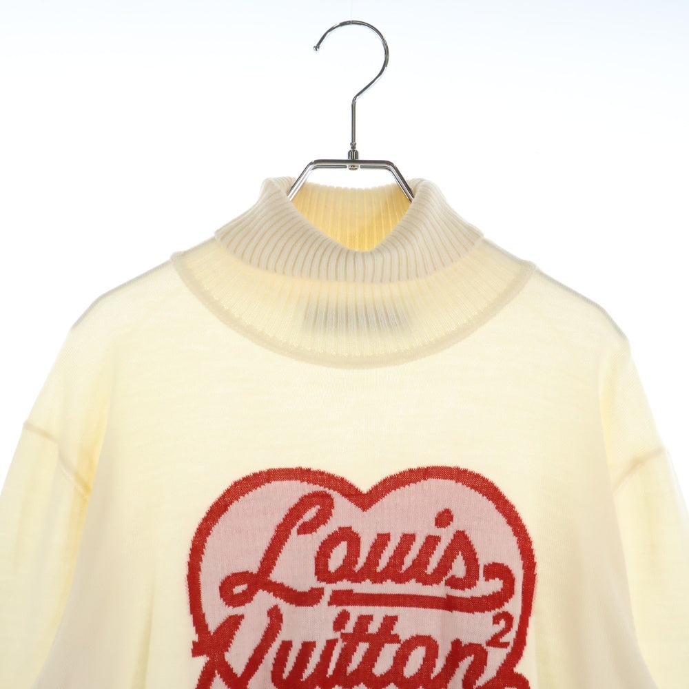 LOUIS VUITTON(ルイヴィトン) 22SS ×NIGO ニゴー インタルシア ハート ロゴジャガード タートルネック プルオーバー 長袖ニット セーター アイボリー RM221M ZLL HMN05W