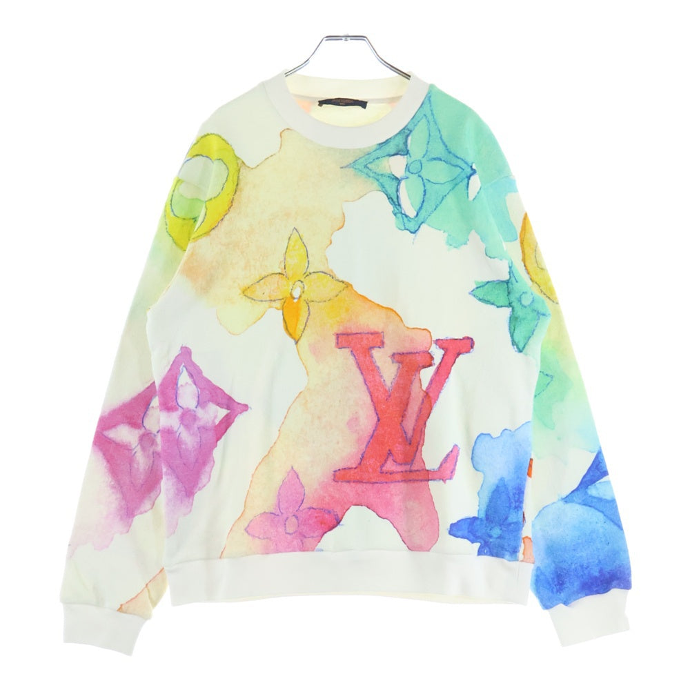 LOUIS VUITTON(ルイヴィトン) 21SS モノグラム ウォーターカラー 総柄プリント クルーネック プルオーバースウェットトレーナー マルチカラー ホワイト RM211V AU4 HLY02W