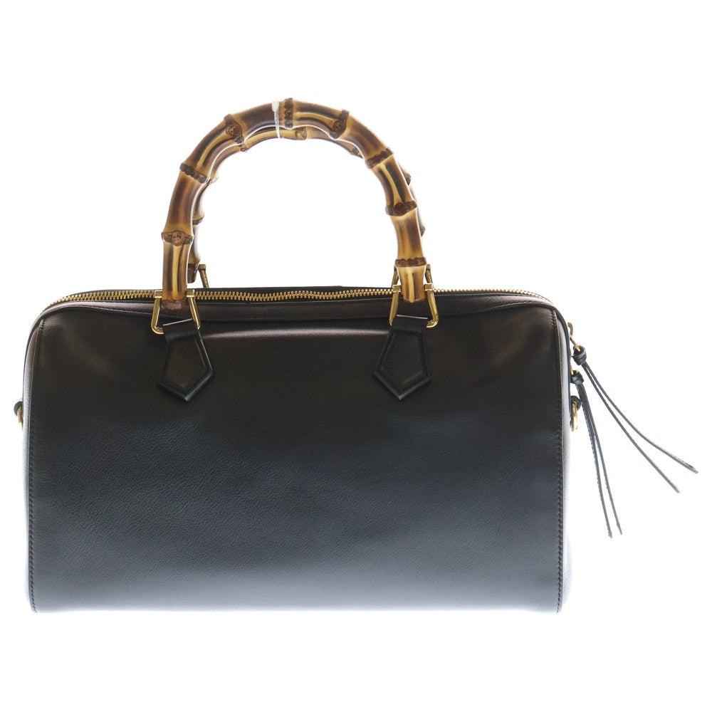 GUCCI(グッチ) ダイアナ バンブー ボストンバッグ 2WAY レザーハンドバッグ ショルダーバッグ ブラック 655663 レディース