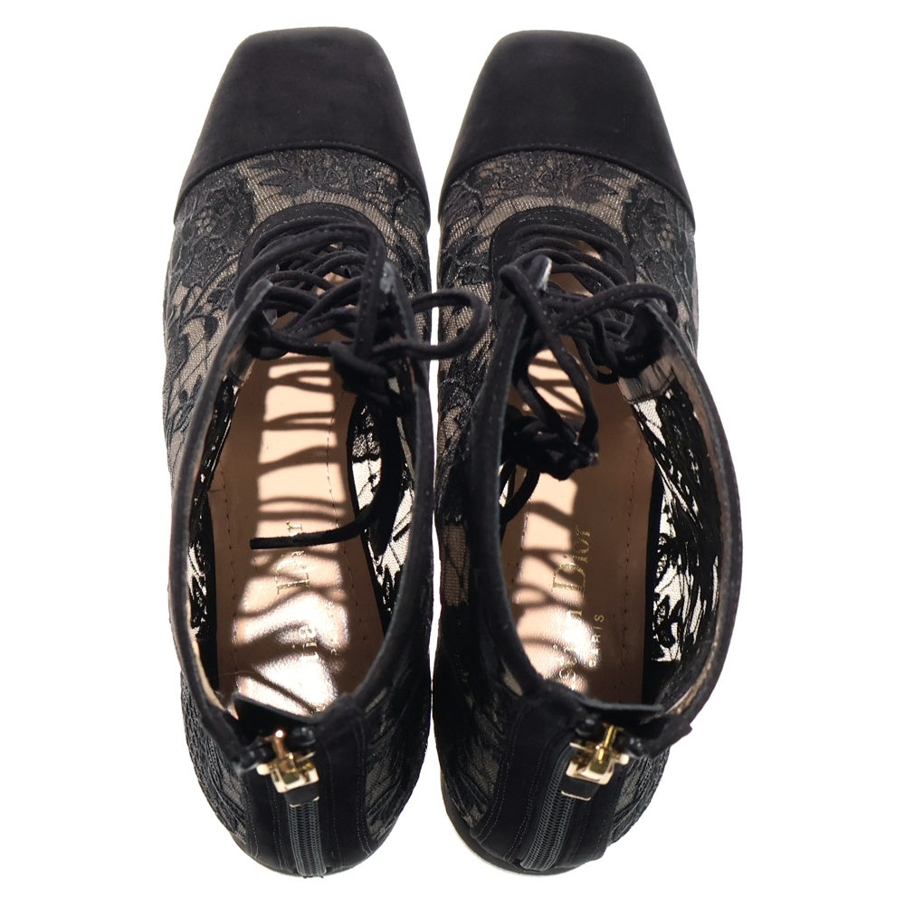 Christian Dior(クリスチャンディオール) Naughtily-D ノーティリー エンブロイダリー レース スエードレザー レースアップ ヒール パンプス シューズ ブラック レディース KDI850ROY_S900