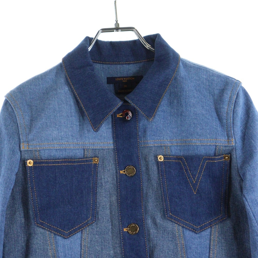 LOUIS VUITTON(ルイヴィトン) 19SS パッチワーク デニム トラッカージャケット インディゴ RW191W JWZ FGJA31 レディース