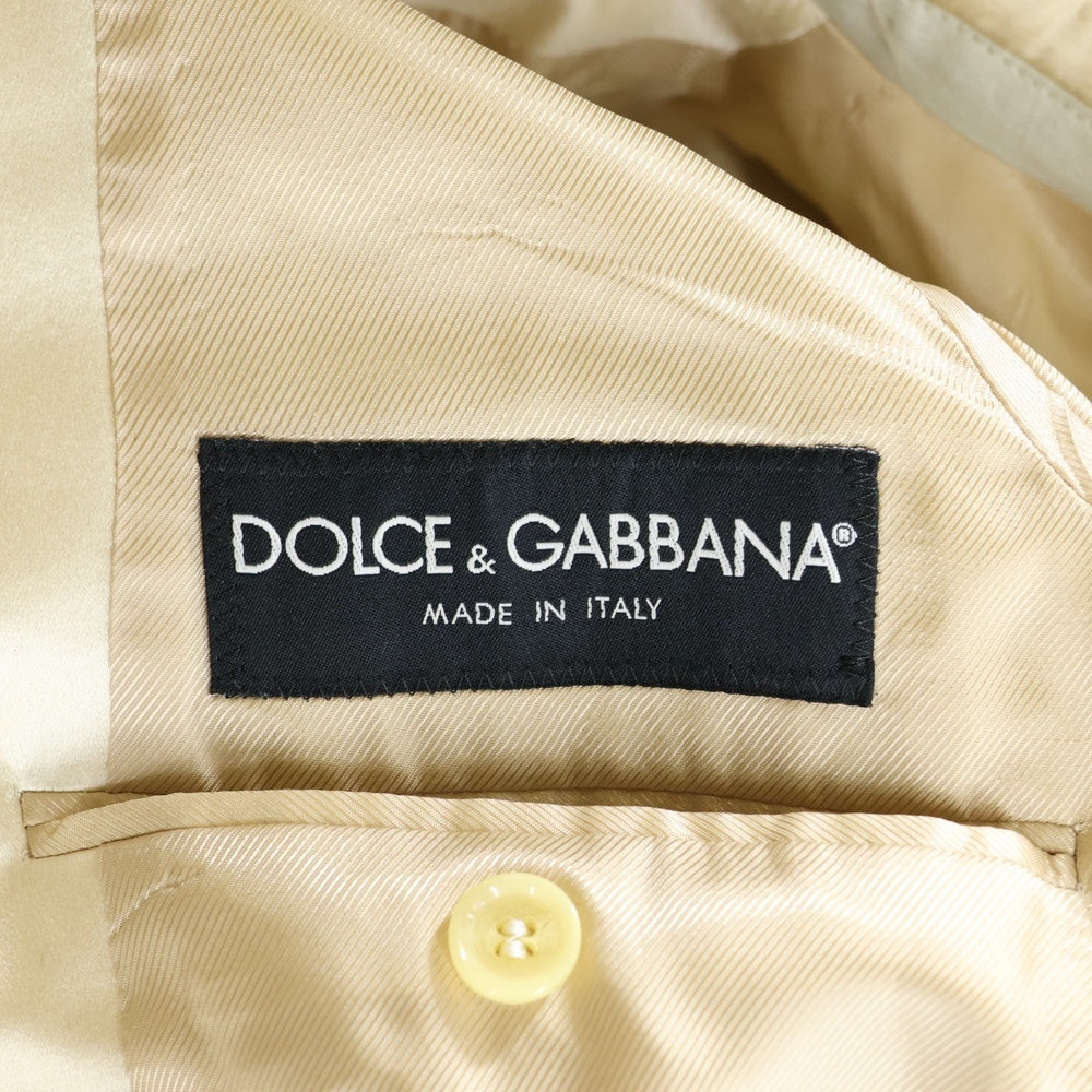 DOLCE & GABBANA(ドルチェアンドガッバーナ) シルク切り替え リネン ピークドラペル 1B テーラードジャケット アイボリー