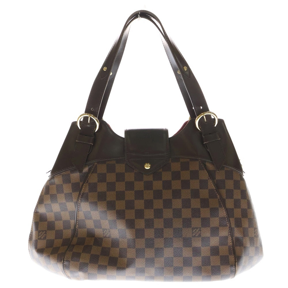 LOUIS VUITTON(ルイヴィトン) ダミエ システィナGM ハンドバッグ ブラウン×レッド レザー×PVC N41540 ゴールド金具 レディース