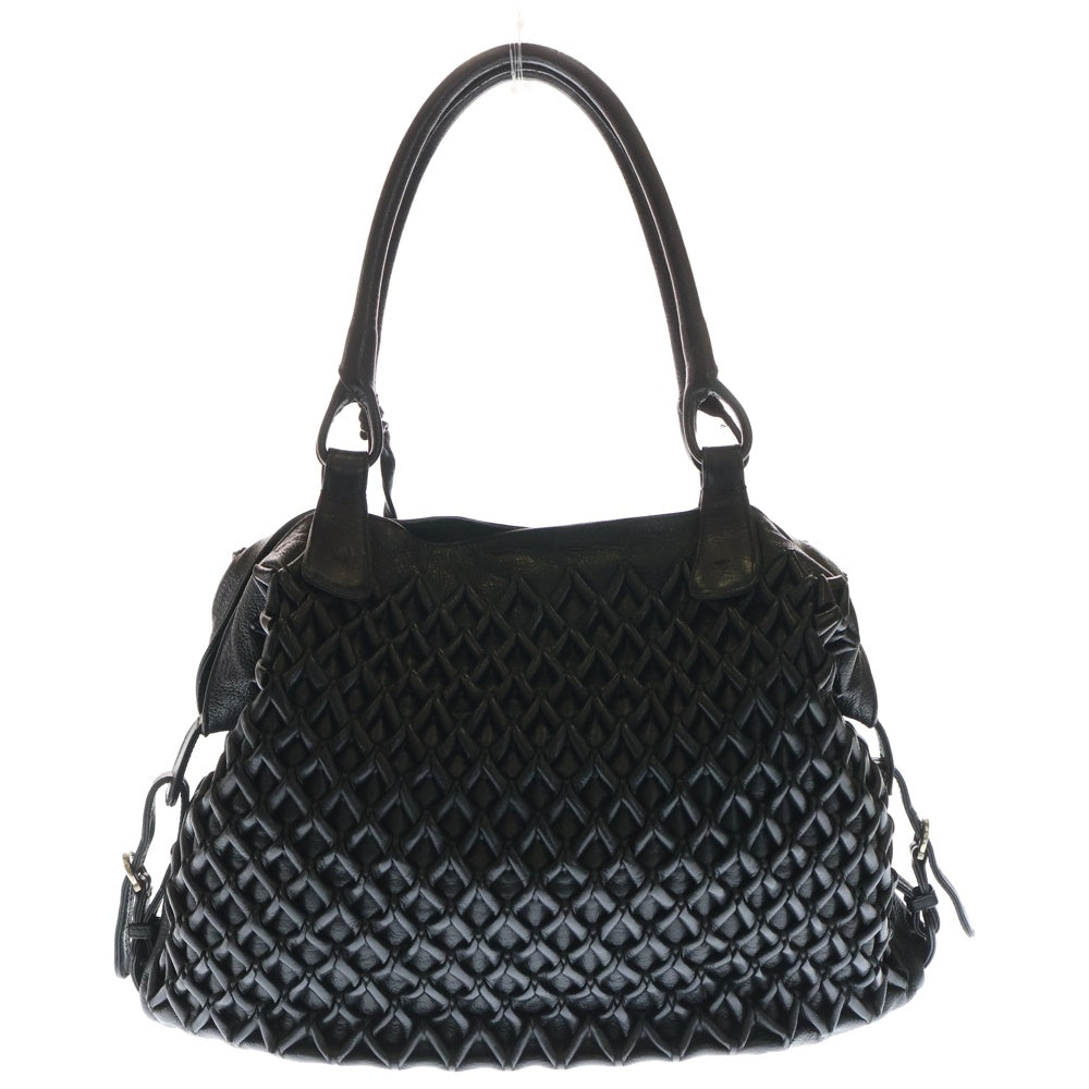 FERRAGAMO(フェラガモ) ガンチーニ トートバッグ 編み込み ブラック レザー レディース