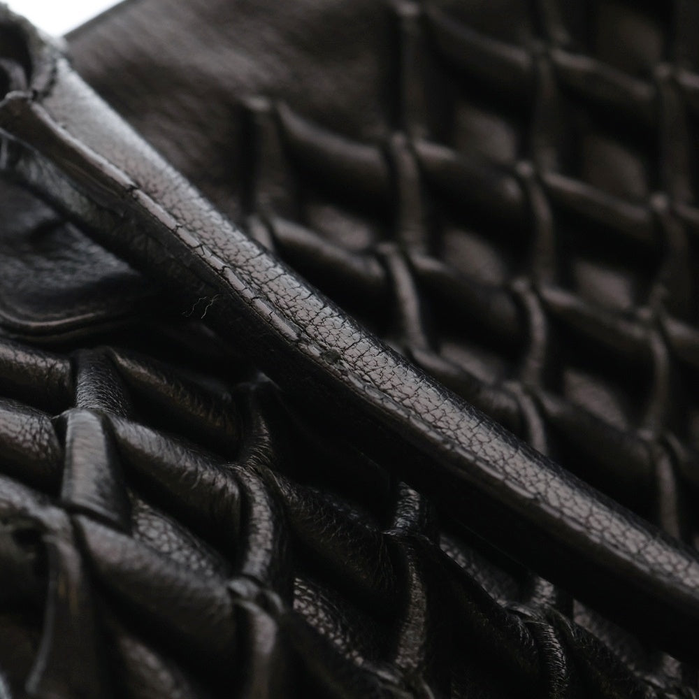 FERRAGAMO(フェラガモ) ガンチーニ トートバッグ 編み込み ブラック レザー レディース