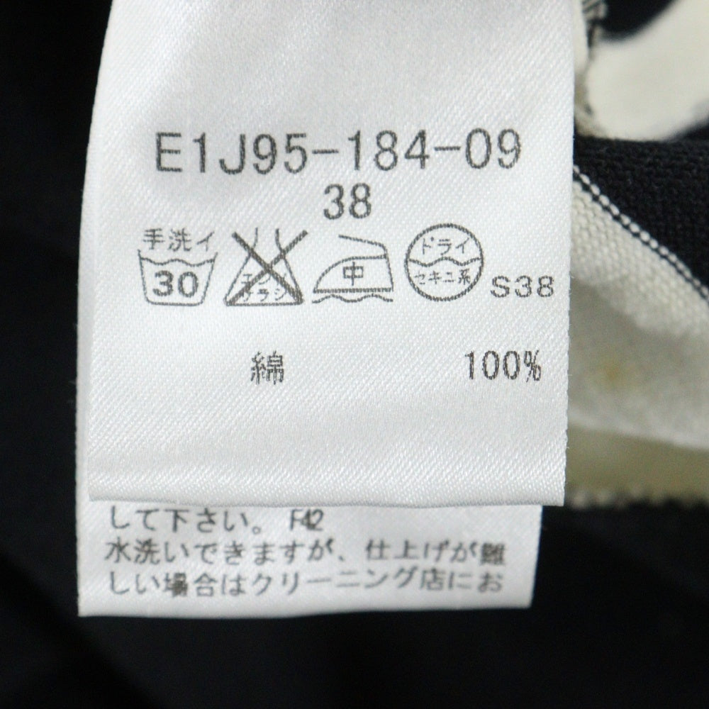 BURBERRY BLUE LABEL(バーバリーブルーレーベル) ワンポイントロゴ刺繍 ボーダー総柄 半袖 ミディアムワンピース ホワイト/ブラック レディース