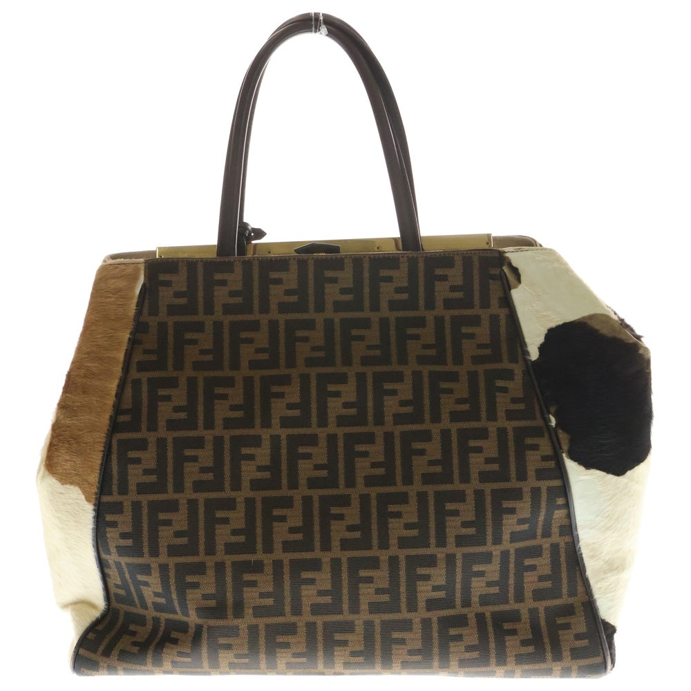 FENDI(フェンディ) トゥージュール ズッカ ハンドバッグ トートバッグ ハラコ×キャンバス×レザー 8BH251-D7D ゴールド金具