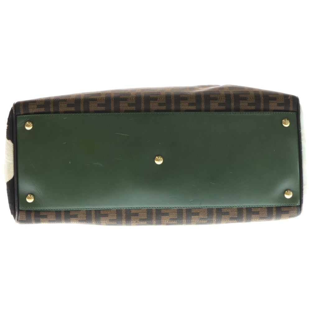 FENDI(フェンディ) トゥージュール ズッカ ハンドバッグ トートバッグ ハラコ×キャンバス×レザー 8BH251-D7D ゴールド金具