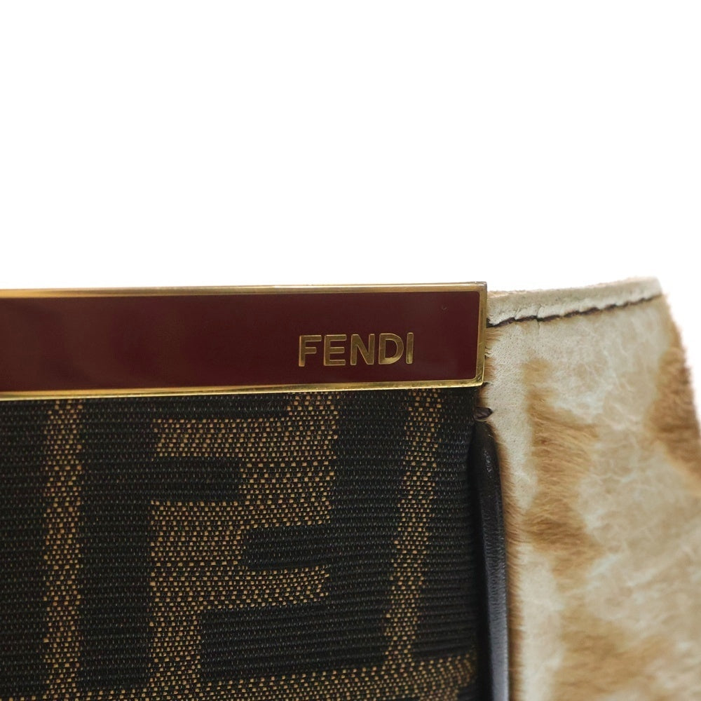 FENDI(フェンディ) トゥージュール ズッカ ハンドバッグ トートバッグ ハラコ×キャンバス×レザー 8BH251-D7D ゴールド金具