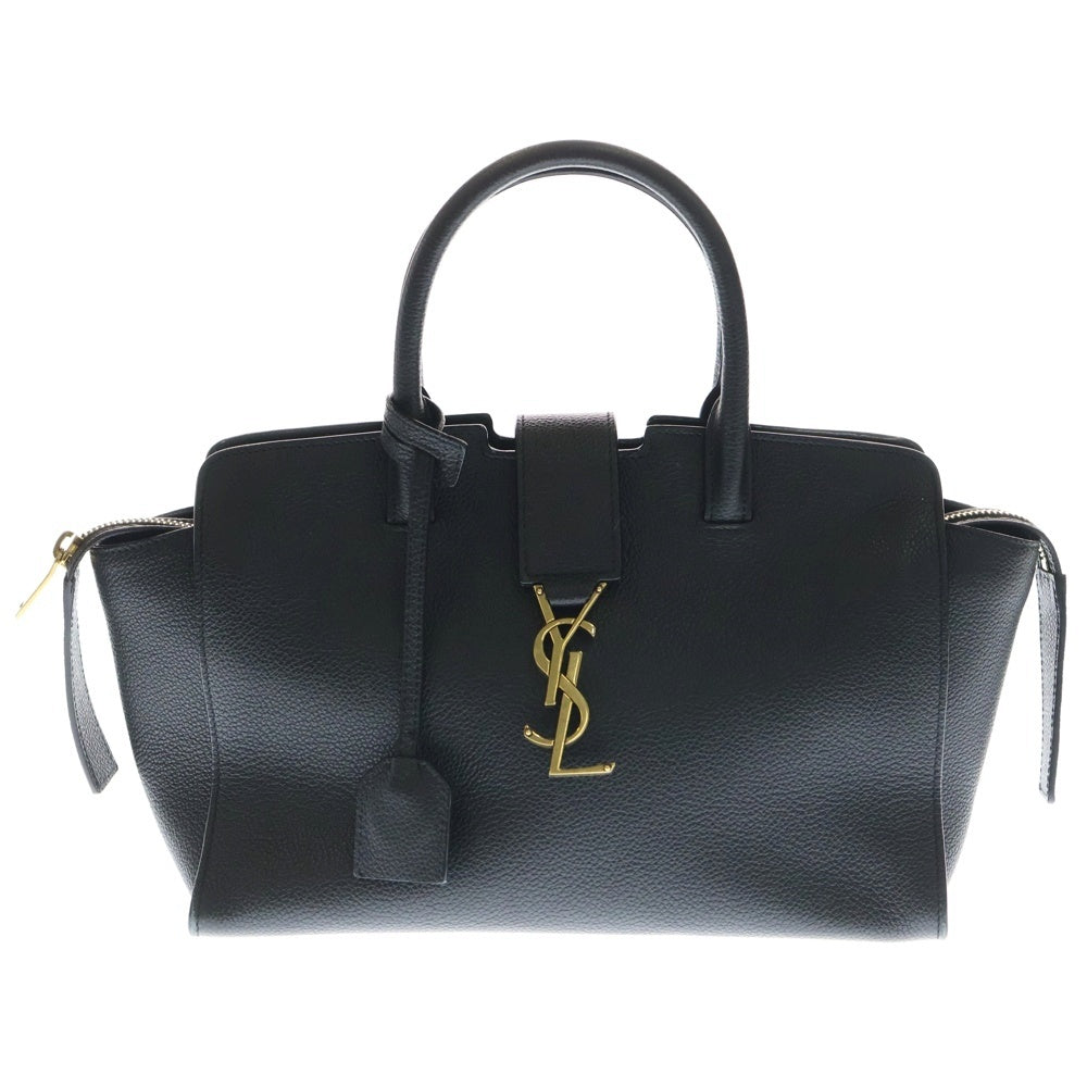 SAINT LAURENT PARIS(サンローランパリ) ダウンタウン ベイビー トートバッグ ハンドバッグ ブラック レザー ゴールド金具 635346 レディース
