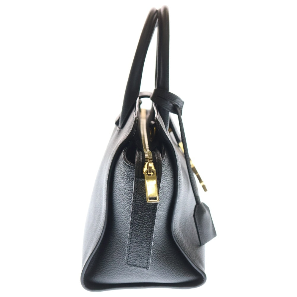 SAINT LAURENT PARIS(サンローランパリ) ダウンタウン ベイビー トートバッグ ハンドバッグ ブラック レザー ゴールド金具 635346 レディース