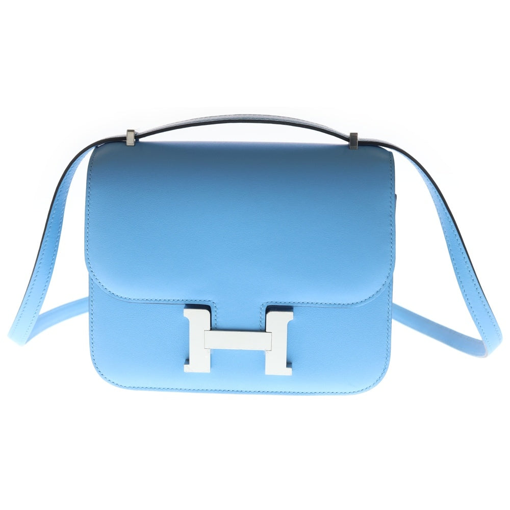 HERMES(エルメス) コンスタンス3 ミニ ブルーアトール スイフト レザーショルダーバッグ SV金具 K刻印 レディース