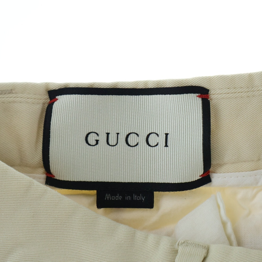 GUCCI(グッチ) BEE刺繍 シェリーライン コットンギャバジン テーパード スラックスパンツ トラウザーズ ベージュ 407542 レディース