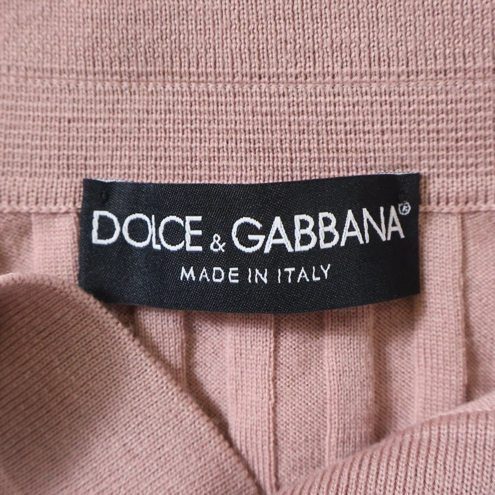 DOLCE & GABBANA(ドルチェアンドガッバーナ) ウール リブニット ロングスリーブ ポロシャツ ピンク G4530K