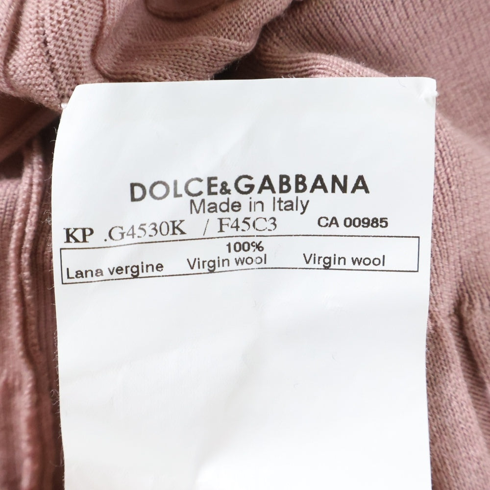 DOLCE & GABBANA(ドルチェアンドガッバーナ) ウール リブニット ロングスリーブ ポロシャツ ピンク G4530K