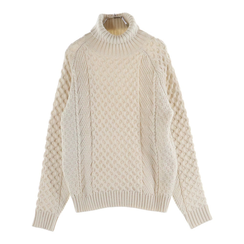 TOMORROWLAND(トゥモローランド) ウール タートルネック プルオーバー 長袖 ケーブルニット セーター アイボリー 63-02-54-02047