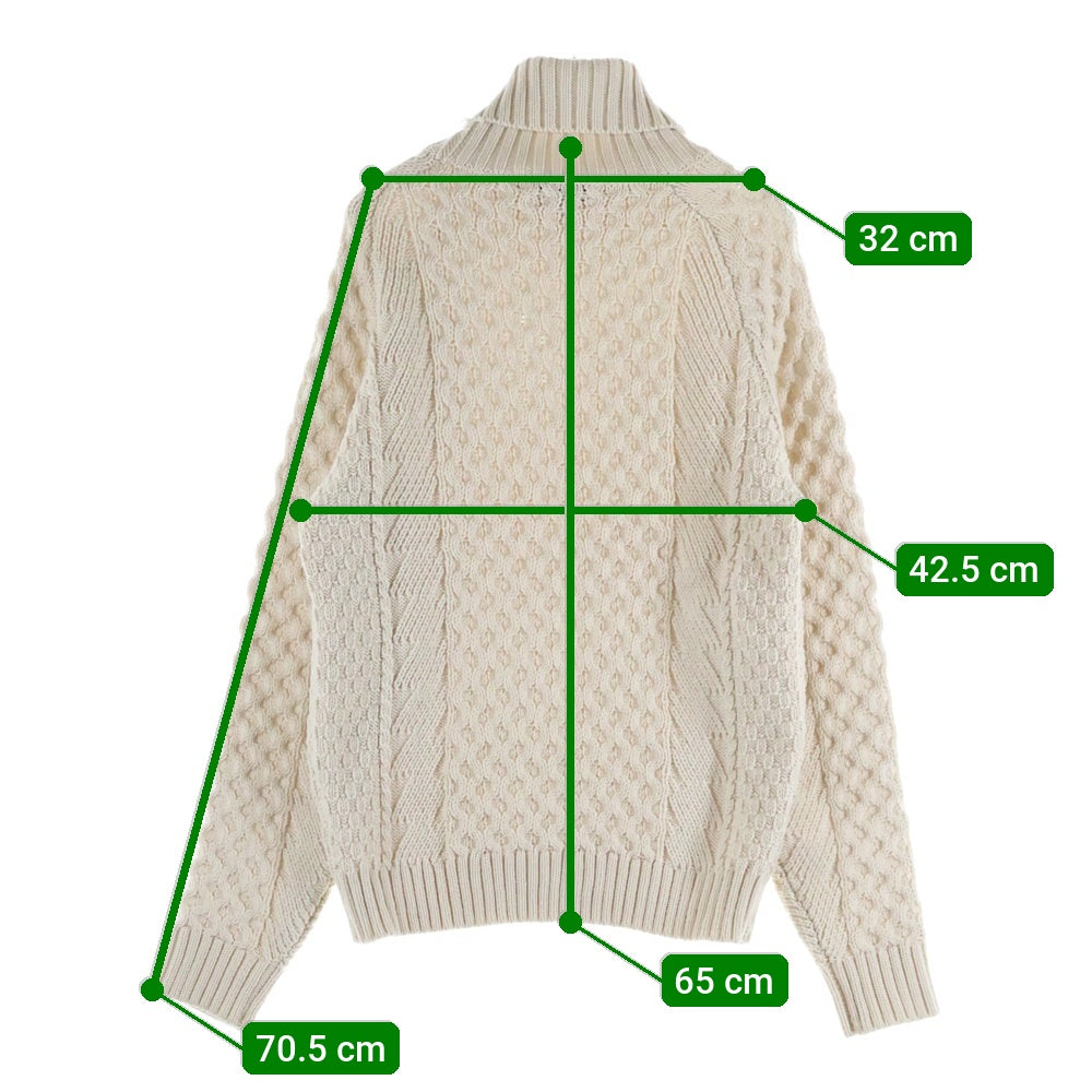 TOMORROWLAND(トゥモローランド) ウール タートルネック プルオーバー 長袖 ケーブルニット セーター アイボリー 63-02-54-02047