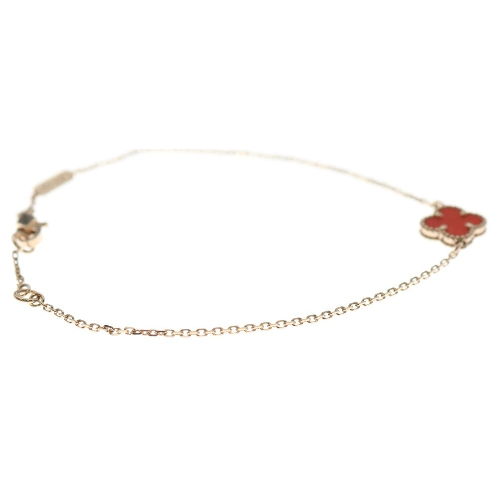 Van Cleef & Arpels(ヴァンクリーフアンドアーペル) スウィート アルハンブラ カーネリアン チェーンブレスレット K18PG ピンクゴールド/レッド VCARN59K00 レディース