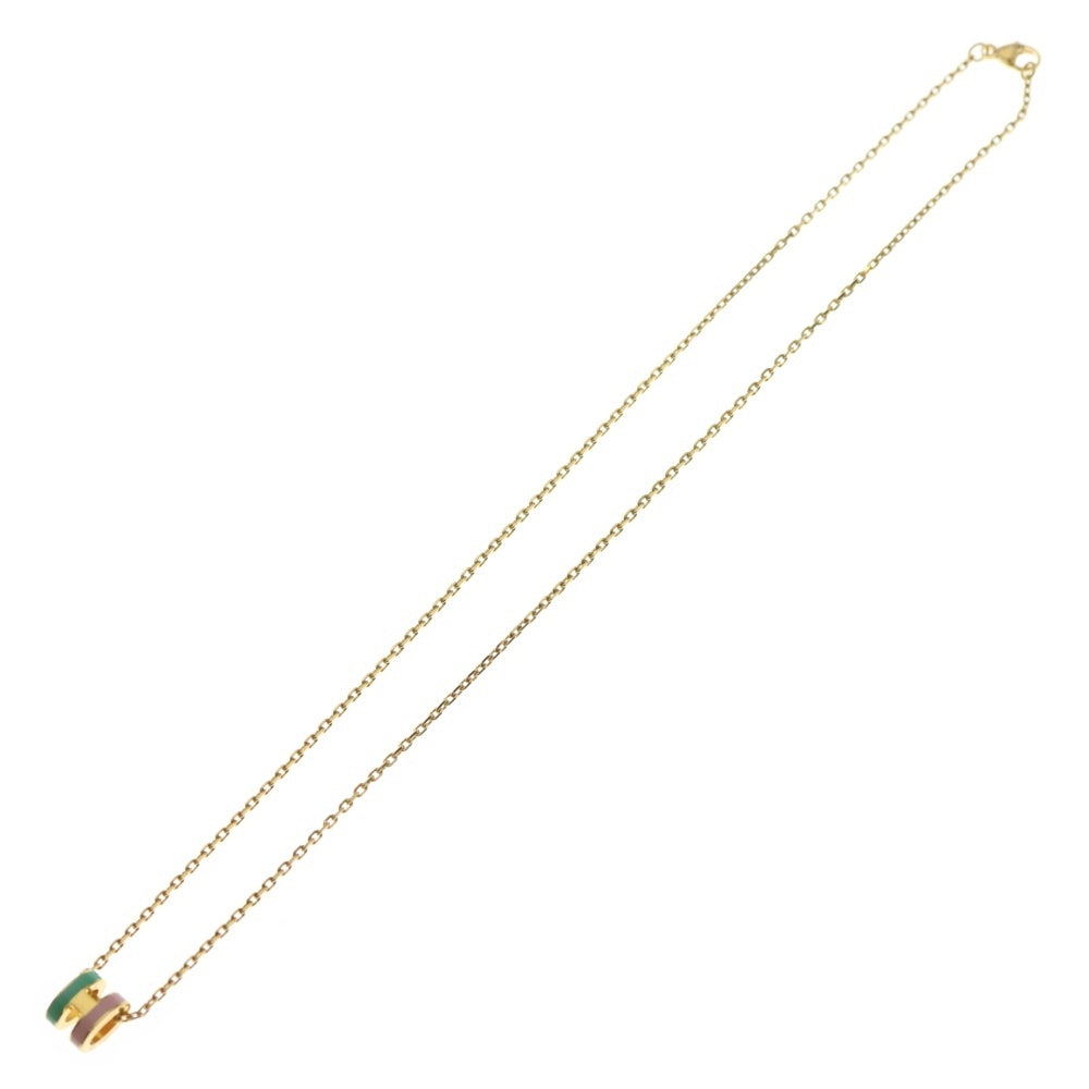 HERMES(エルメス) ポップアッシュ ネックレス グリーン×ピンク GP ゴールド アクセサリー レディース