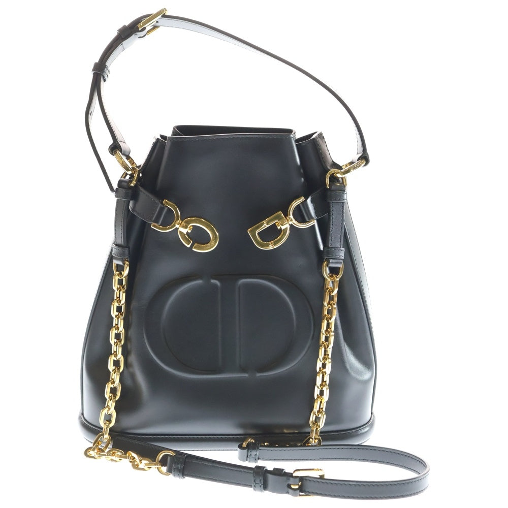 Christian Dior(クリスチャンディオール) C'est DIOR セディオール CDエンボスロゴ レザー 2WAY 巾着 ハンド ショルダーバッグ ゴールド金具 ブラック M2271UBHA レディース