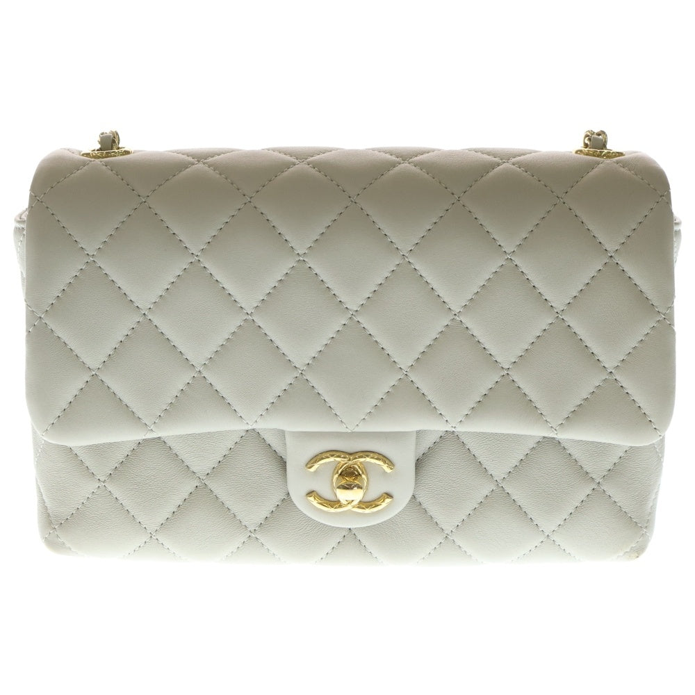 CHANEL(シャネル) マトラッセ シングルフラップ シングルチェーン ショルダーバッグ グレー ラムスキン ゴールド金具 レディース