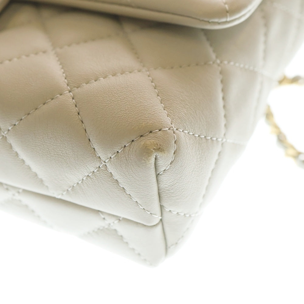 CHANEL(シャネル) マトラッセ シングルフラップ シングルチェーン ショルダーバッグ グレー ラムスキン ゴールド金具 レディース