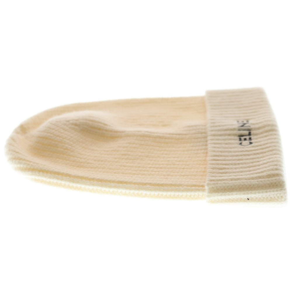 CELINE(セリーヌ) カシミヤ ロゴ刺繍ニット帽 アイボリー 2AG832070 レディース