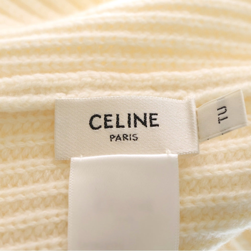 CELINE(セリーヌ) カシミヤ ロゴ刺繍ニット帽 アイボリー 2AG832070 レディース