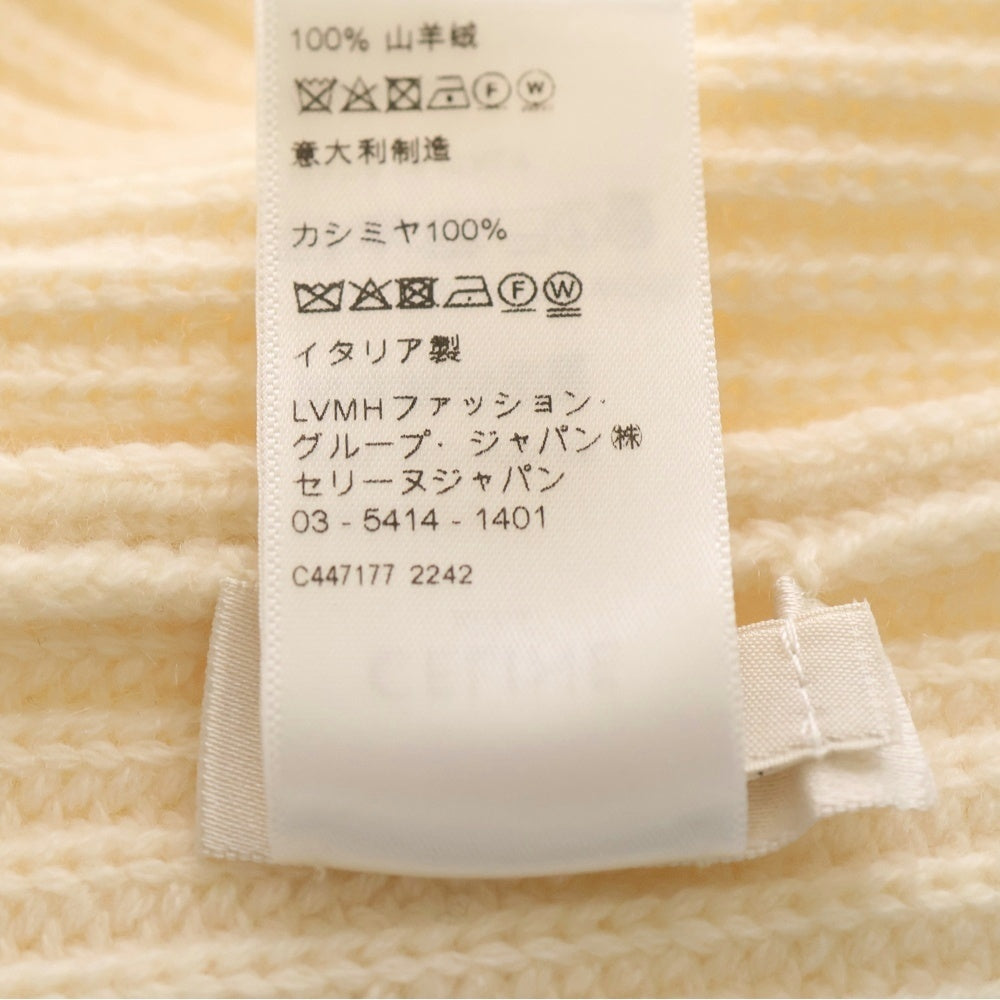 CELINE(セリーヌ) カシミヤ ロゴ刺繍ニット帽 アイボリー 2AG832070 レディース
