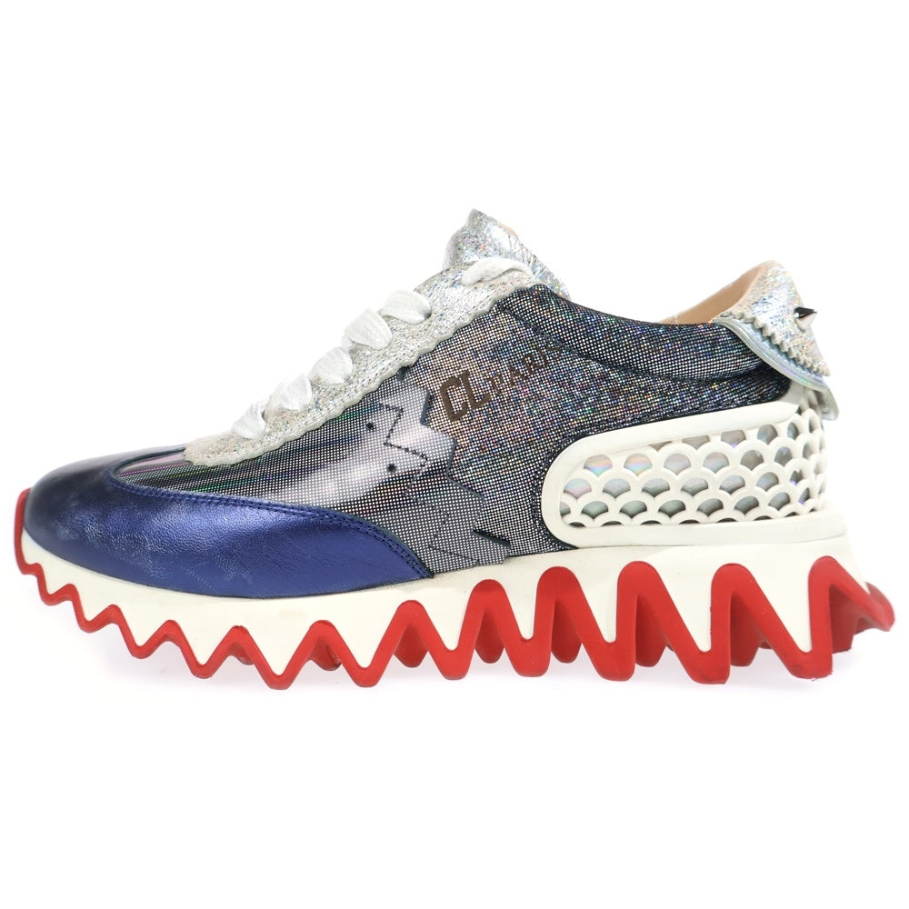 CHRISTIAN LOUBOUTIN(クリスチャンルブタン) ルビシャーク グリッター ローカットスニーカー シルバー/ブルー レディース