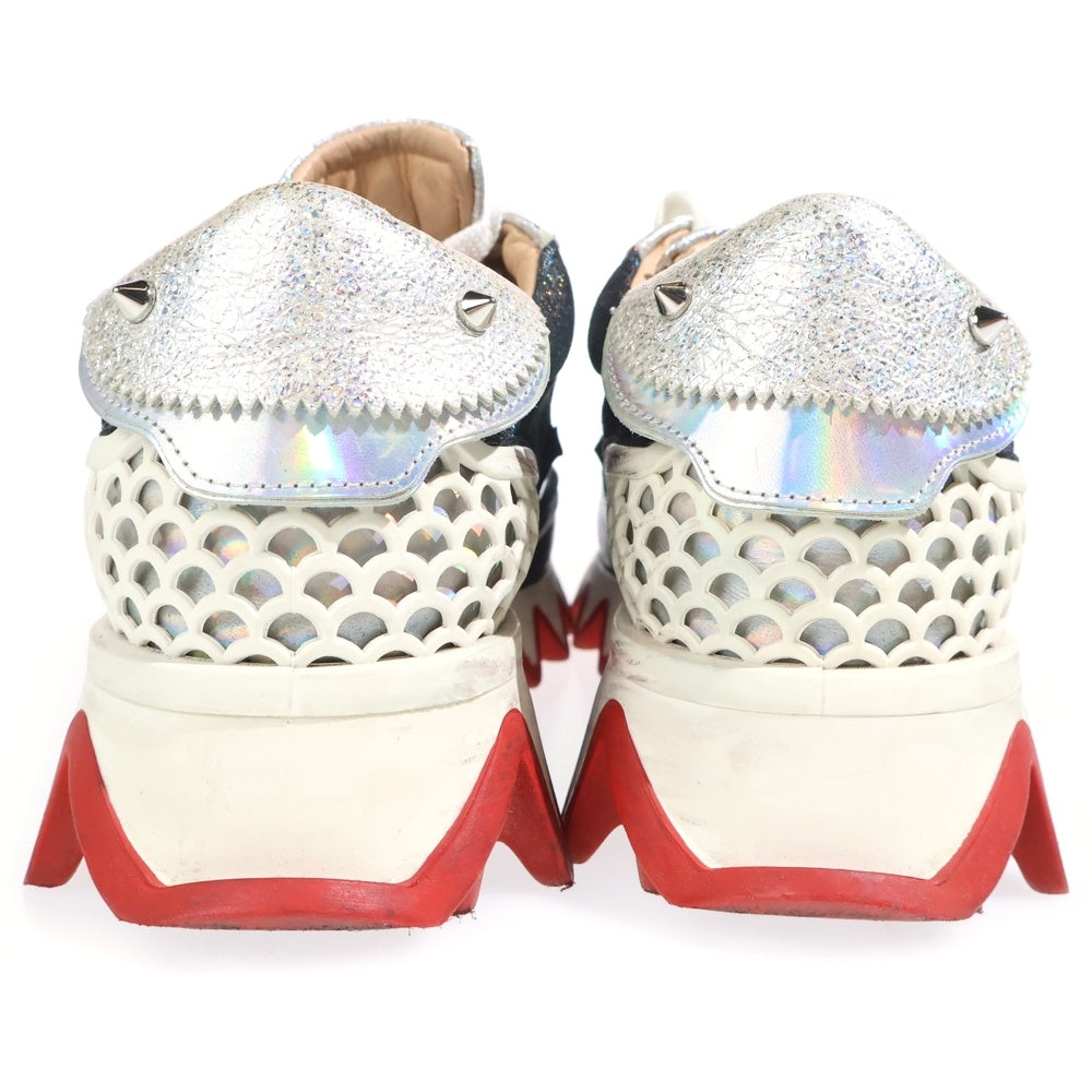 CHRISTIAN LOUBOUTIN(クリスチャンルブタン) ルビシャーク グリッター ローカットスニーカー シルバー/ブルー レディース