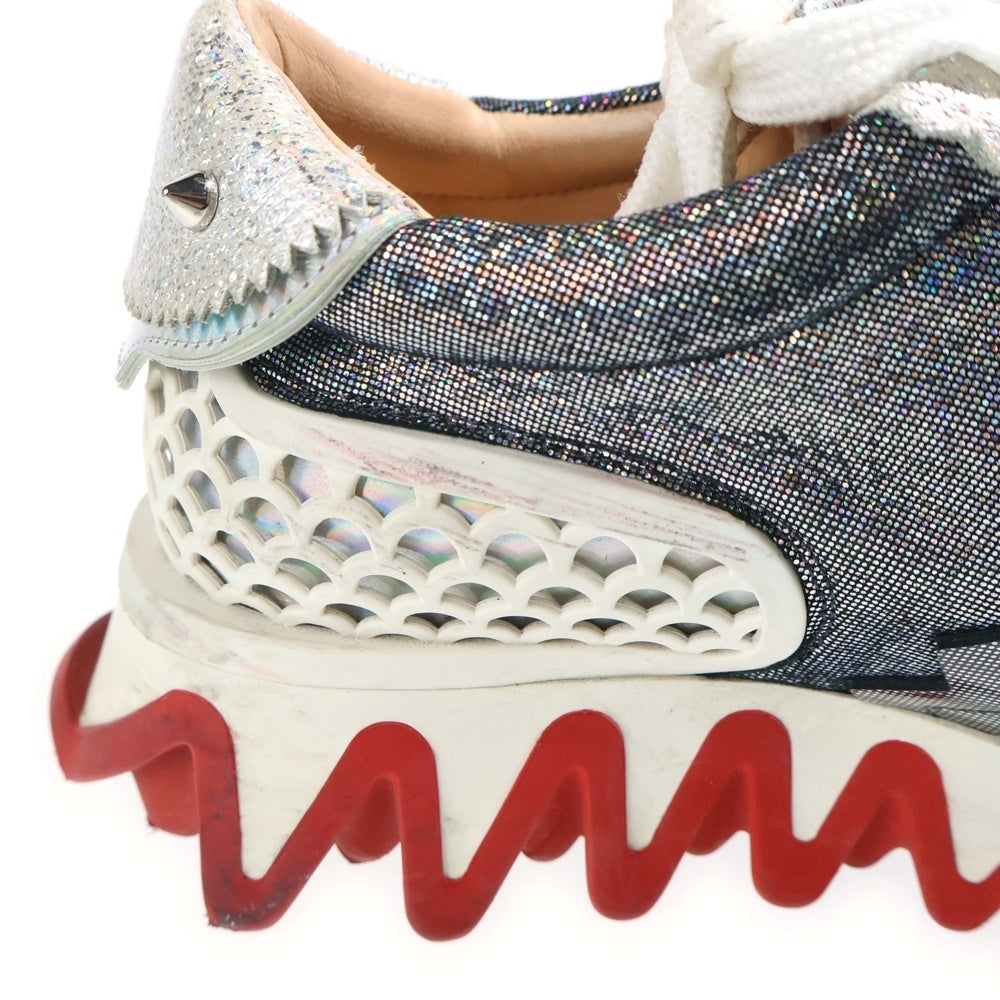 CHRISTIAN LOUBOUTIN(クリスチャンルブタン) ルビシャーク グリッター ローカットスニーカー シルバー/ブルー レディース