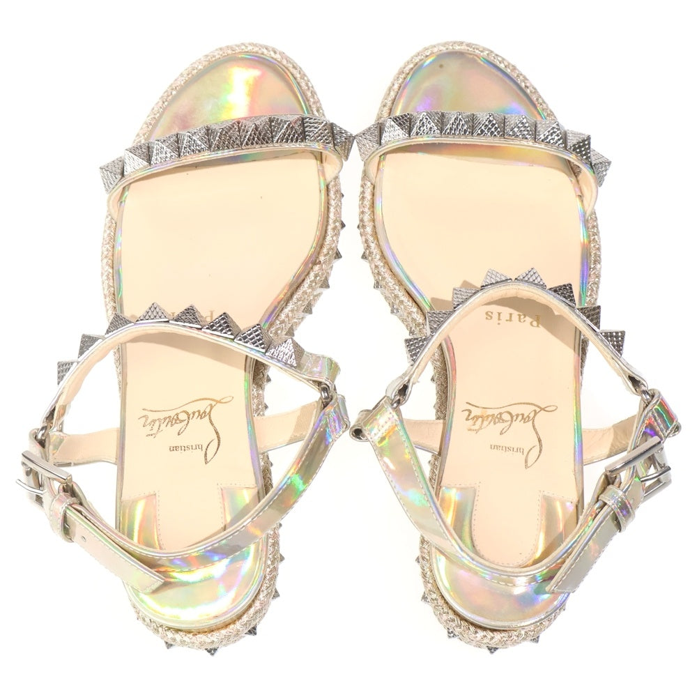 CHRISTIAN LOUBOUTIN(クリスチャンルブタン) カタクロウ ウエッジソール スタッズサンダル ゴールド レディース