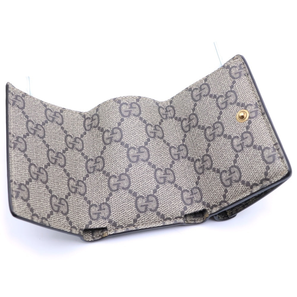 GUCCI(グッチ) ×Balenciaga バレンシアガ GGスプリーム レザーコンパクトウォレット 三つ折り財布 ブラウン 681704
