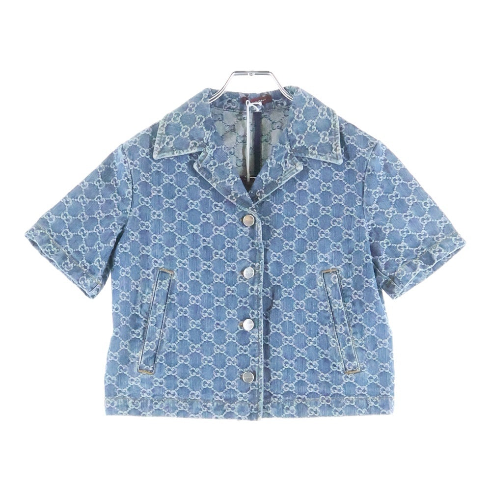 GUCCI(グッチ) GG総柄 半袖デニムシャツ インディゴ コットン 788680