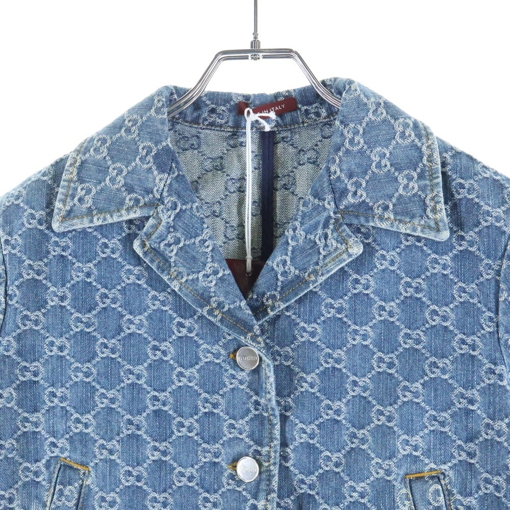 GUCCI(グッチ) GG総柄 半袖デニムシャツ インディゴ コットン 788680 レディース