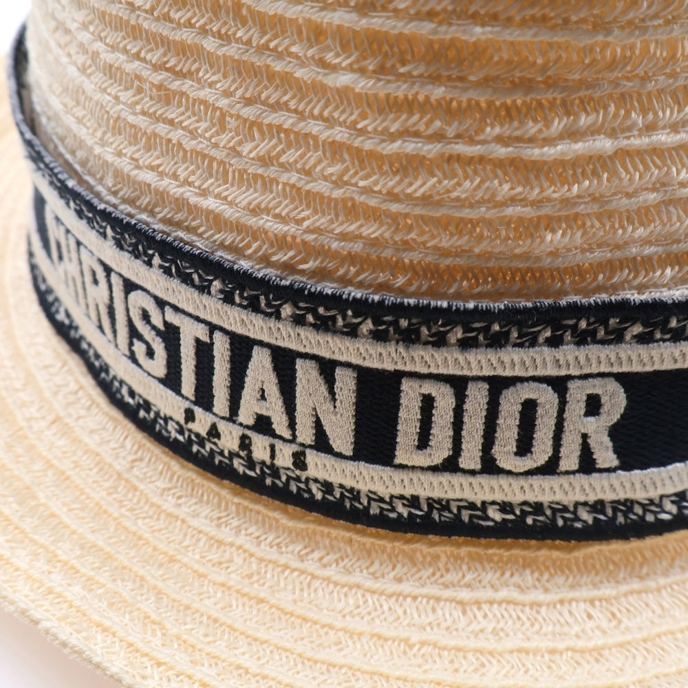 Christian Dior(クリスチャンディオール) DIORESORT ディオリゾート ロゴテープ ブラック ストローハット 帽子 レディース