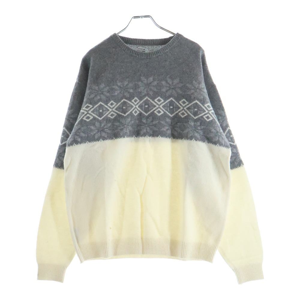 SEQUEL(シークエル) 23AW NORDIC CREW NECK KNIT ノルディックニットセーター ホワイト/グレー