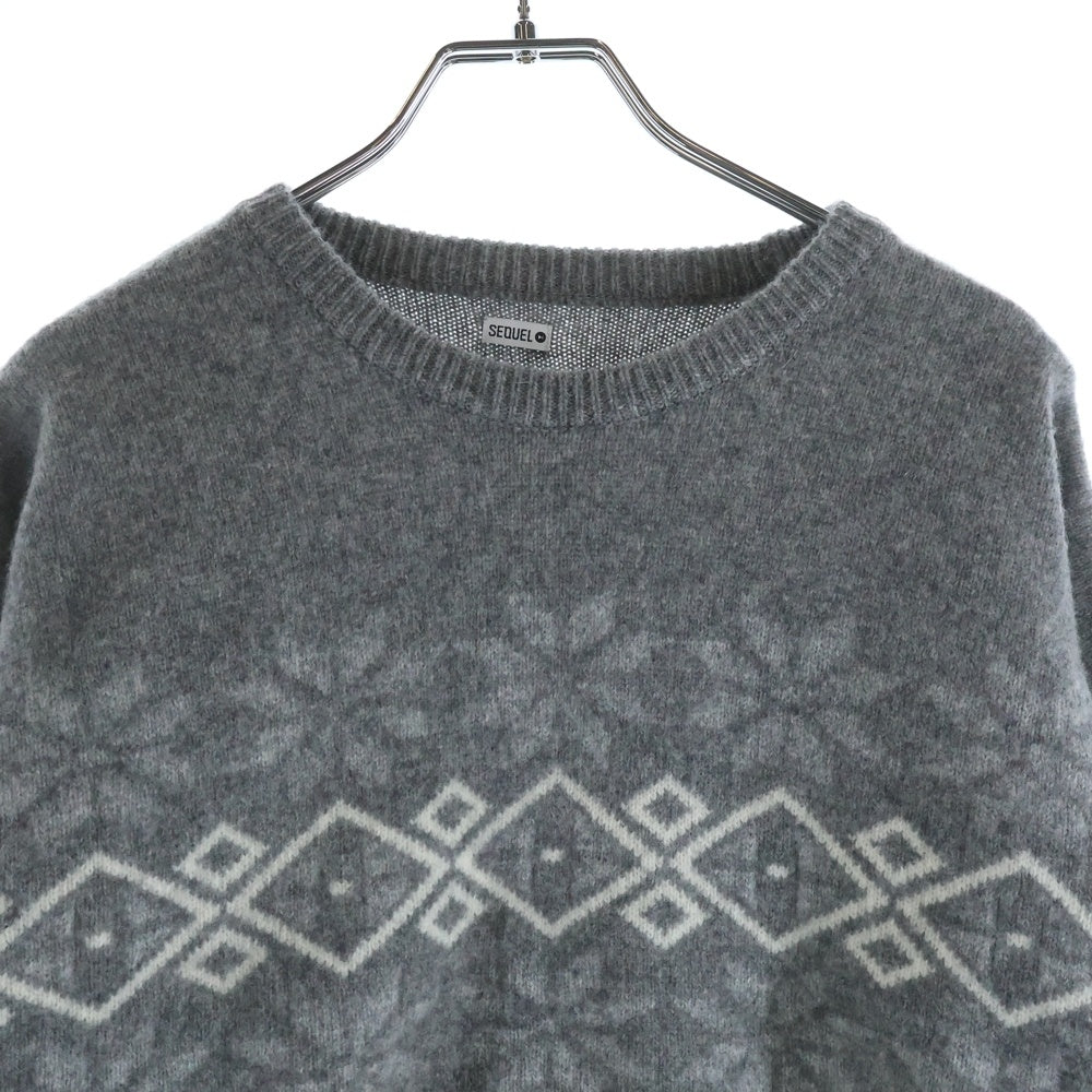 SEQUEL(シークエル) 23AW NORDIC CREW NECK KNIT ノルディックニットセーター ホワイト/グレー