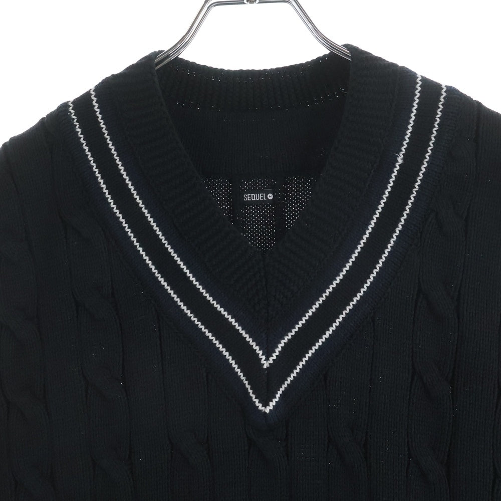 SEQUEL(シークエル) 22SS Vネック チルデンニットベスト ブラック
