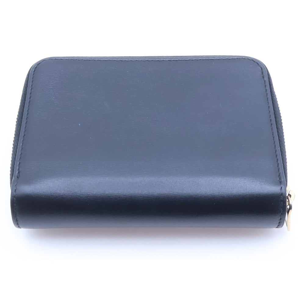 SAINT LAURENT PARIS(サンローランパリ) タイニーモノグラム コンパクトジップウォレット 二つ折り財布 コインケース ブラック レザー 635263 ゴールド金具 レディース