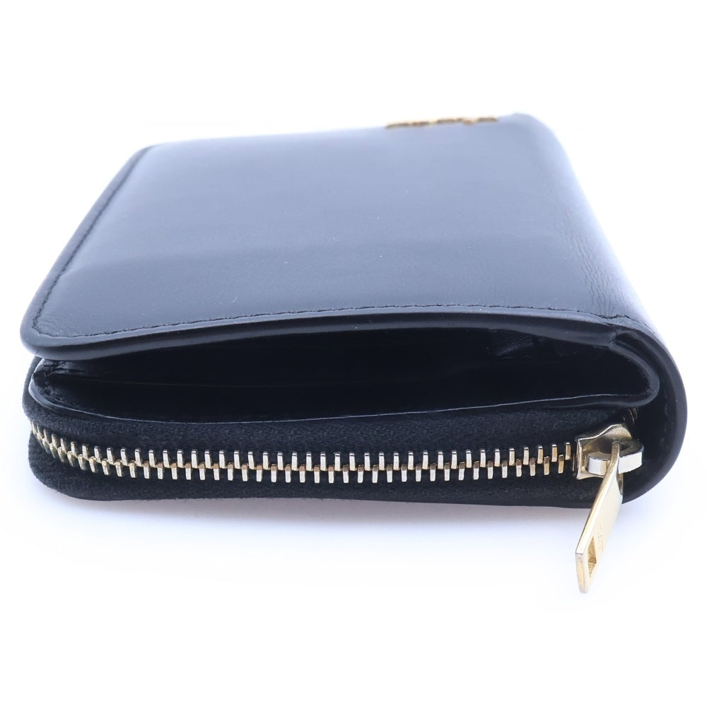 SAINT LAURENT PARIS(サンローランパリ) タイニーモノグラム コンパクトジップウォレット 二つ折り財布 コインケース ブラック レザー 635263 ゴールド金具 レディース