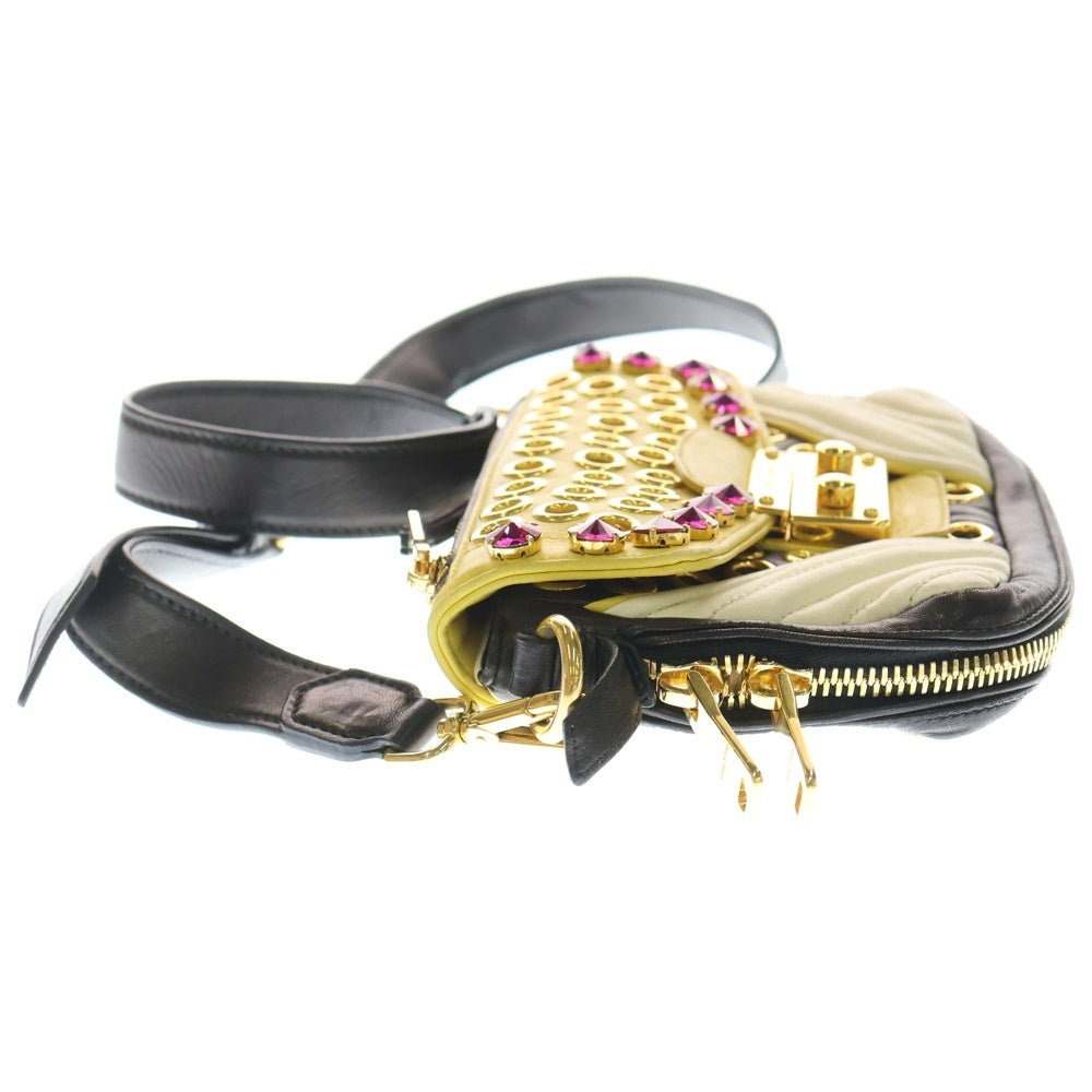 miumiu(ミュウミュウ) マテラッセ クリスタル ラインストーン ショルダーバッグ マルチカラー レザー レディース